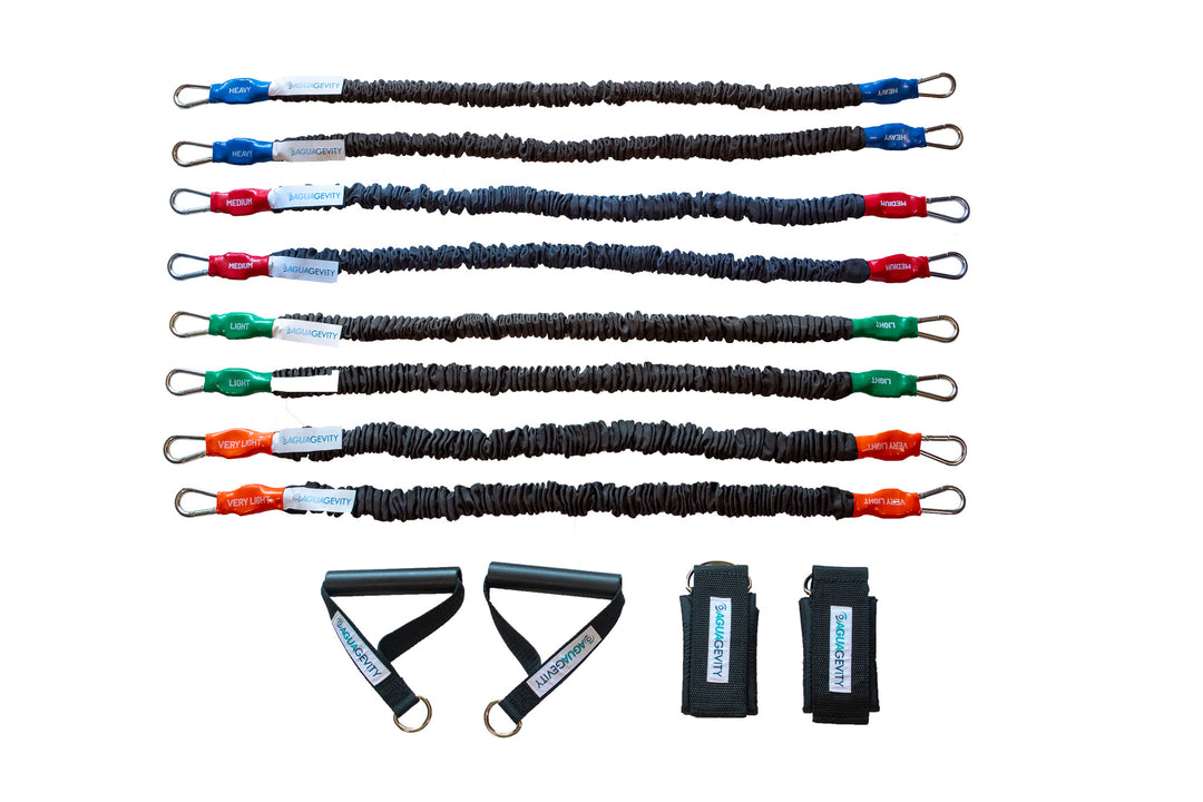 Resistance Band Kit Straight (4 Bands + 2 Handles + 2 Cuffs)
