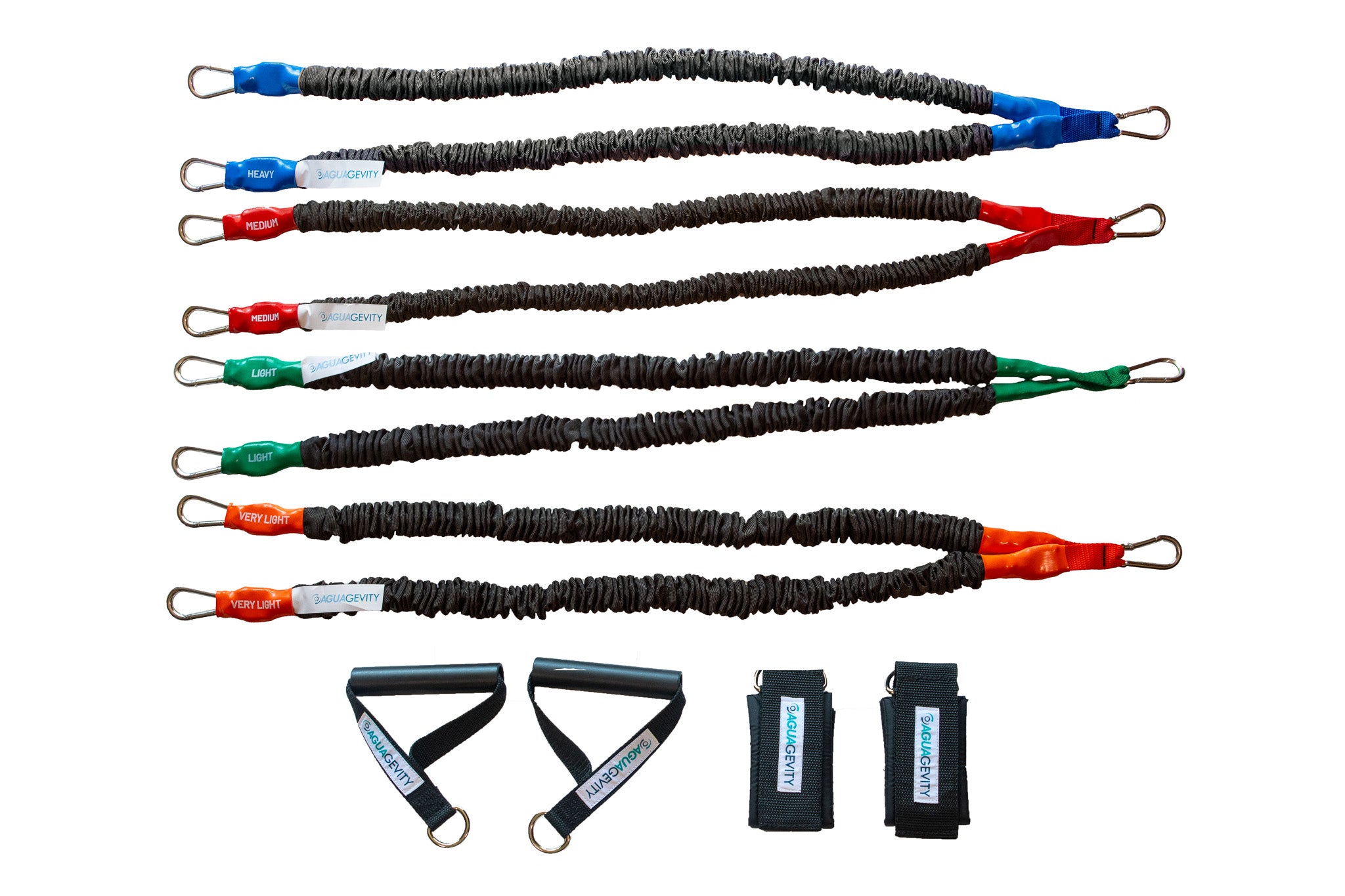 Resistance Band Kit V (4 Bands + 2 Handles + 2 Cuffs) – Aguagevity